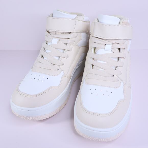 BERNESS Rylee High Top Sneaker Beige White Platform Lace Up Athleisure Women's 8 - Picture 3 of 9